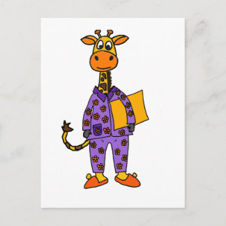 Cartão Postal Engraçado Giraffe i Pajamas com Travesseiro