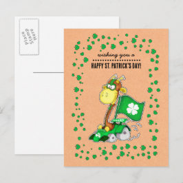 Cartão Postal Engraçado Giraffe Kraft Rua de papel. Dia de Patri