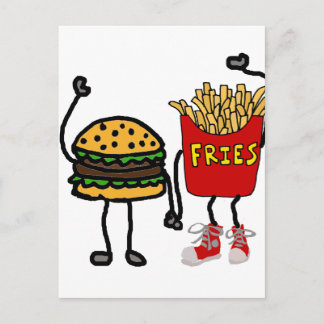 Cartão Postal Engraçado Hamburger e Arte de Cartografia em Fries