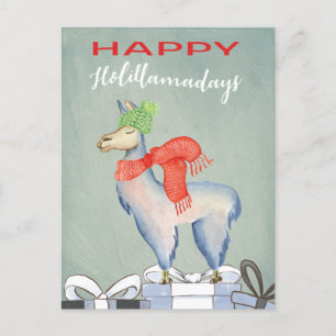 Cartão Postal Engraçado Humor Cute Llama Holiday