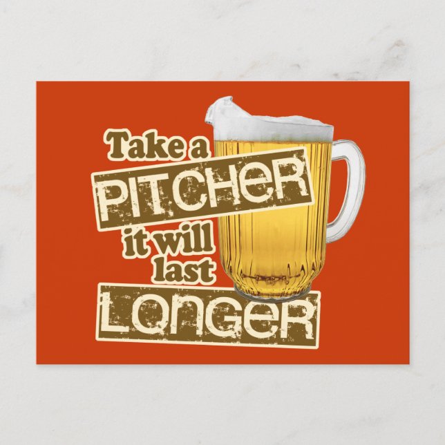 Cartão Postal Engraçado Humor de Bebendo de Cerveja (Frente)