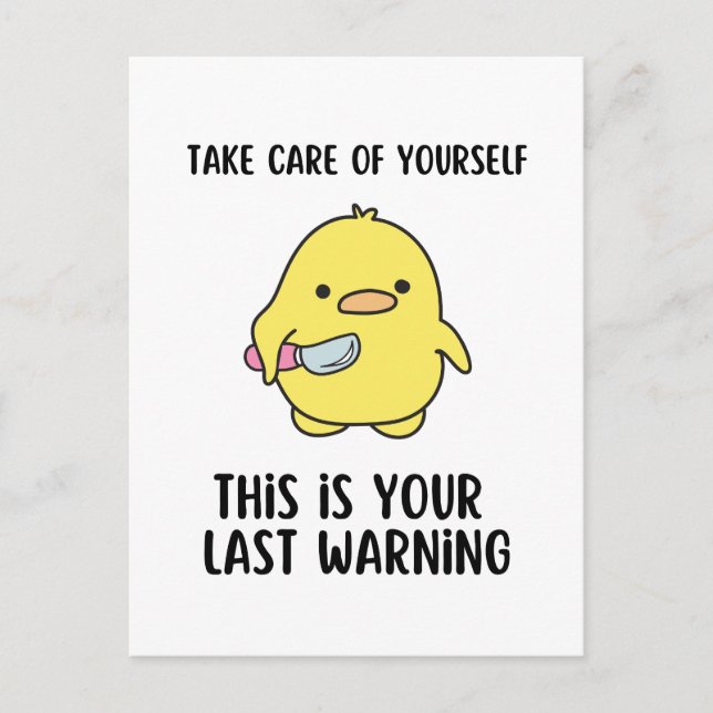 Cartão Postal Engraçado Imagem de Pato Amarelo (Frente)