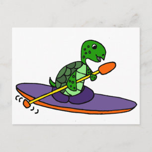 Cartão Postal Engraçado Kayaking Sea Turtle