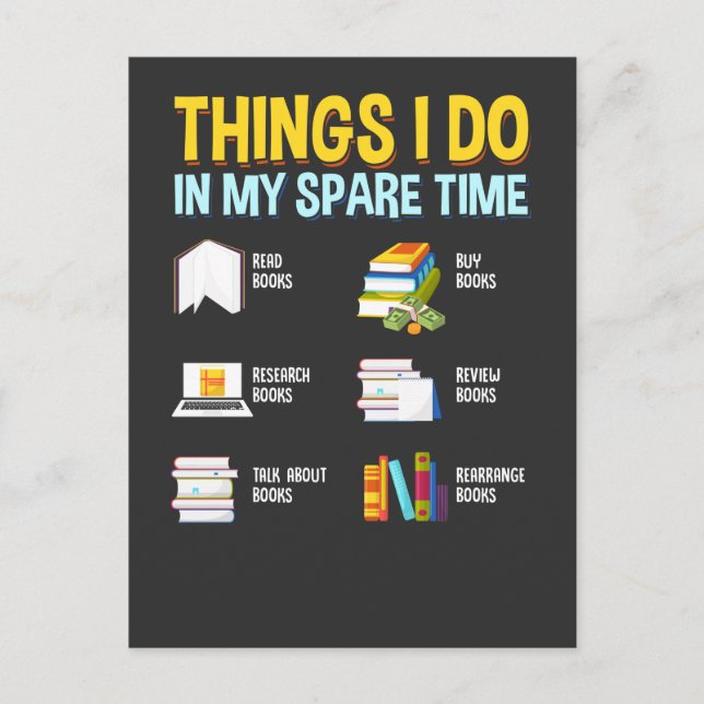 Cartão Postal Engraçado Leitura Pesquisa Fala sobre Livros Pouco (Frente)