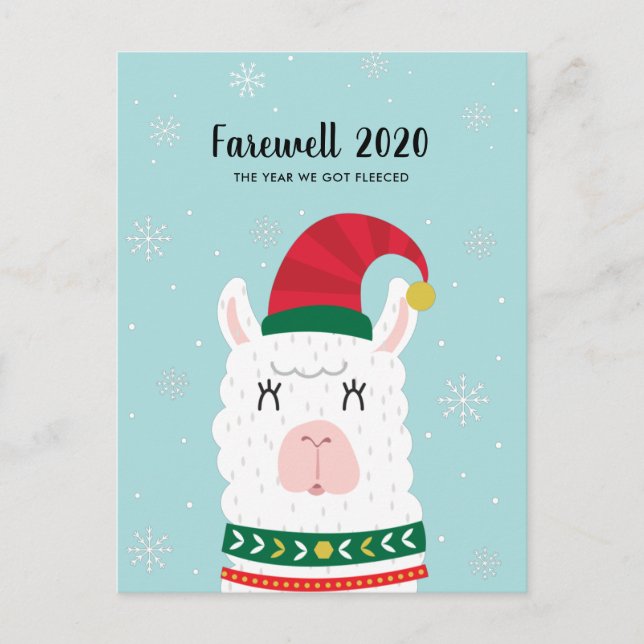 Cartão Postal Engraçado Llama, Ano Em Que Fomos Fogidos No Natal (Frente)