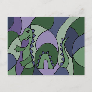 Cartão Postal Engraçado Loch Ness Monster Abstrato Art