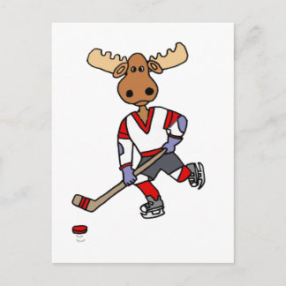Cartão Postal Engraçado Moose Jogando Cartografia De Hóquei No G