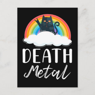 Cartão Postal Engraçado Morte de Metal Gato Arco-Íris Música Roc