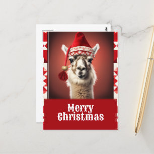 Cartão Postal Engraçado Natal Llama