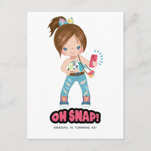 Cartão Postal Engraçado Oh Snap! Garota de Selfie Festa de Anive