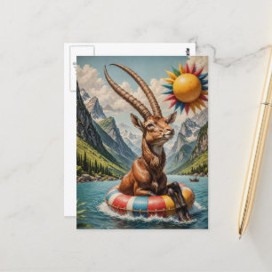 Cartão Postal Engraçado Oryx em uma viagem flutuante