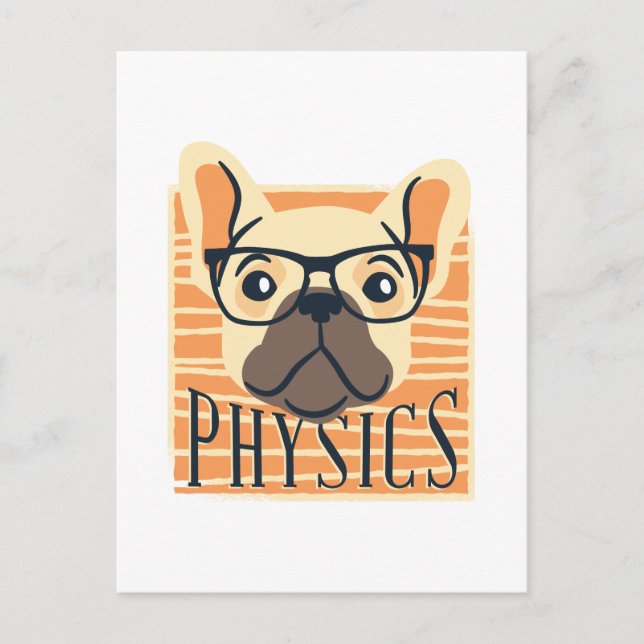 Cartão Postal Engraçado PHYSICS Francês Bulldog Science Professo (Frente)
