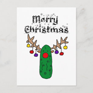 Cartão Postal Engraçado Pickle Reindeer Feliz Arte de Natal