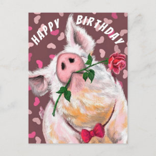 Cartão Postal Engraçado Pig Birthday Card Piggleman Gentleman co