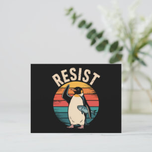 Cartão Postal Engraçado Pinguim Resiste Protesto Contra Tarifas