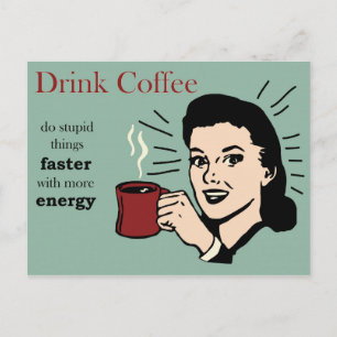 Cartão Postal Engraçado Poster de café retrô humorístico