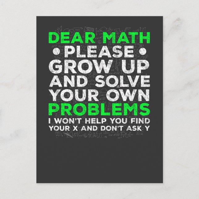 Cartão Postal Engraçado Problema Matemático Escolar Luta (Frente)