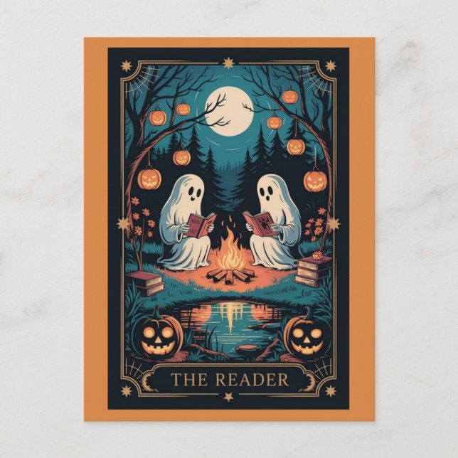 Cartão Postal Engraçado Queda Engraçado Fall Halloween Tarot Gho (Frente)