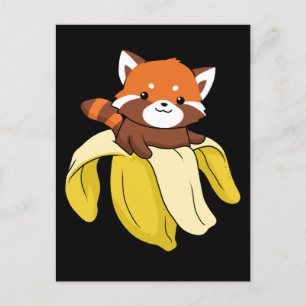 Cartão Postal Engraçado Red Panda Gift Kids Banana Red Panda