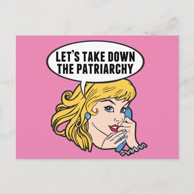 Cartão Postal Engraçado Retro Feminista Pop de Arte (Frente)