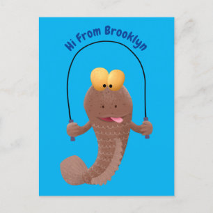 Cartão Postal Engraçado saltando desenho de peixe
