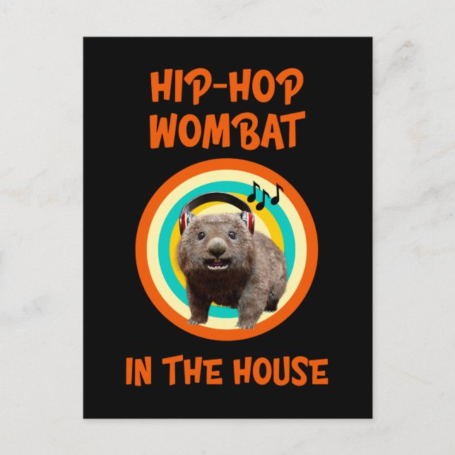 Cartão Postal Engraçado salto de Hip Wombat na Casa (Frente)