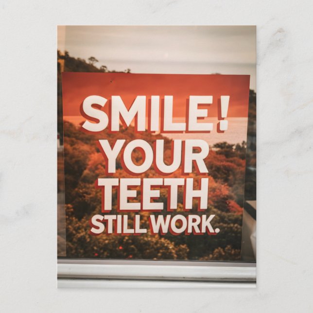 Cartão Postal Engraçado Sarcasmo Aniversário Sorri Velhice (Frente)