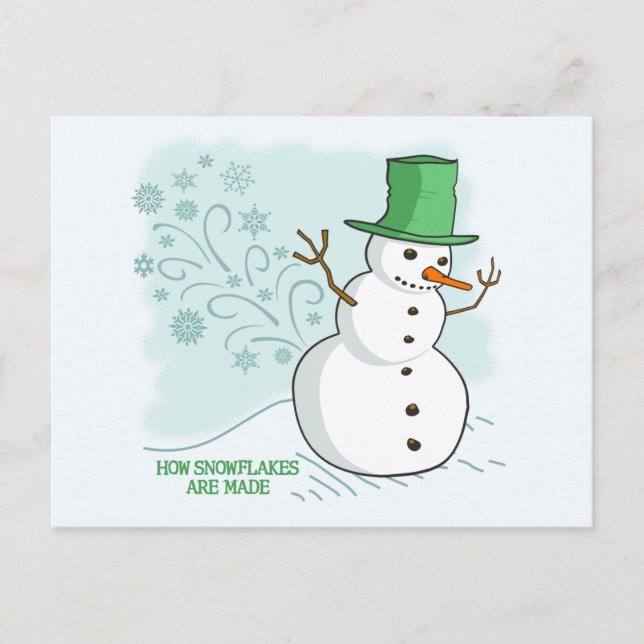 Cartão Postal Engraçado Snowman Snowflakes (Frente)