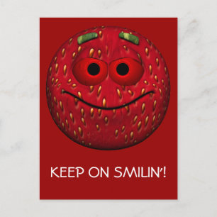 Cartão Postal Engraçado Strawberry Emoticon
