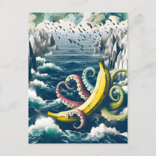 Cartão Postal Engraçado Surreal Banana Octopus