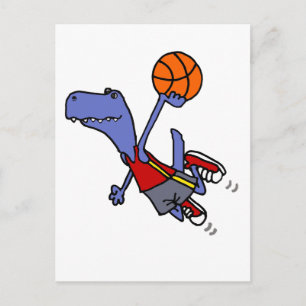 Cartão Postal Engraçado T-rex Dinossauro Jogando Basquete