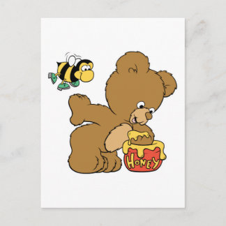Cartão Postal Engraçado Urso Escapando Mel