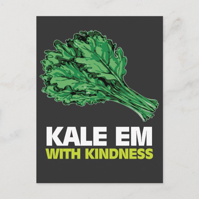 Cartão Postal Engraçado Vegan dizendo - Kale Saudável Comida Veg (Frente)