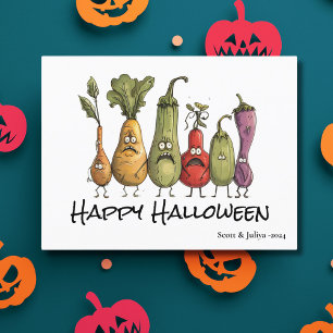 Cartão Postal Engraçado vegetariano assustado Halloween