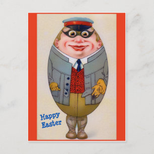 Cartão Postal Engraçado Vintage, Homem de Ovo de Páscoa, Bonito