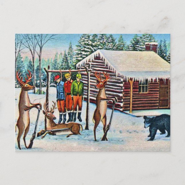 Cartão Postal Engraçado Vintage Postcard Deer Hunting Season (Frente)