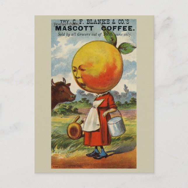 Cartão Postal Engraçado Vintage Retro Café Anúncio (Frente)