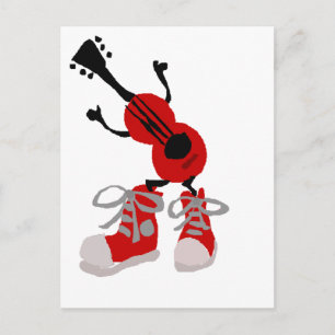 Cartão Postal Engraçado violão vermelho Design de tênis verme