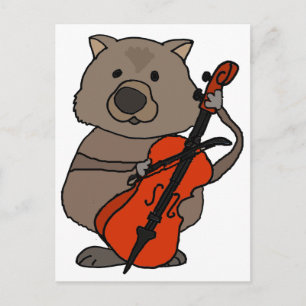 Cartão Postal Engraçado Wombat Tocando Cello