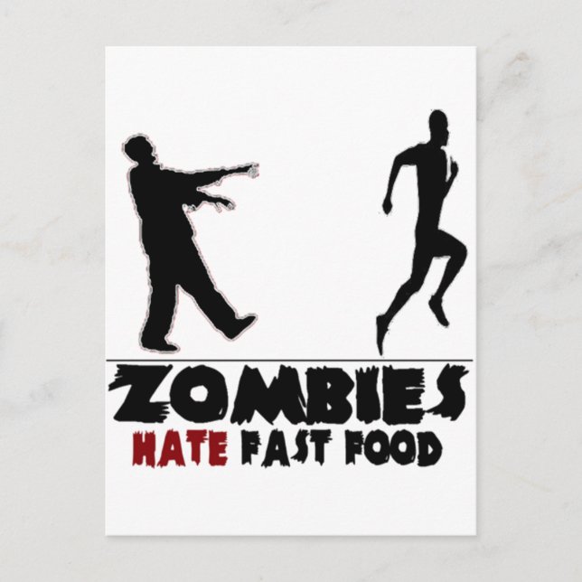 Cartão Postal Engraçado Zombies Comida rápida (Frente)