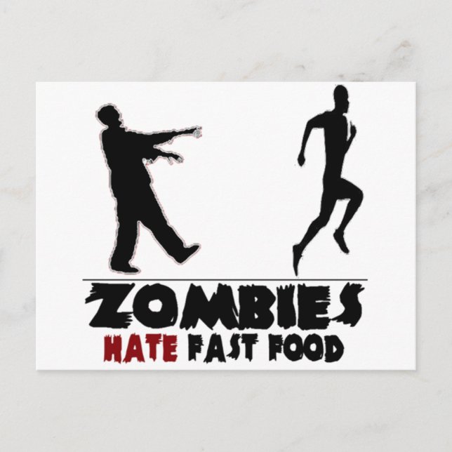 Cartão Postal Engraçado Zombies Comida rápida (Frente)
