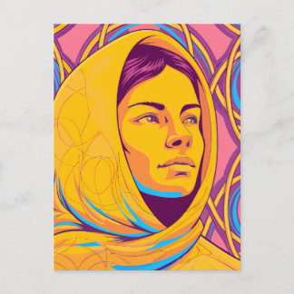 Cartão Postal Enigmatic Brazilian Woman in Vibrant Pop Art