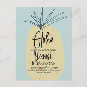 Cartão Postal Enorme Arte de Ananás Aniversário Tropical Verão A