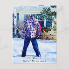Cartão Postal Enrolado Apenas Refrigerindo Calças Congeladas