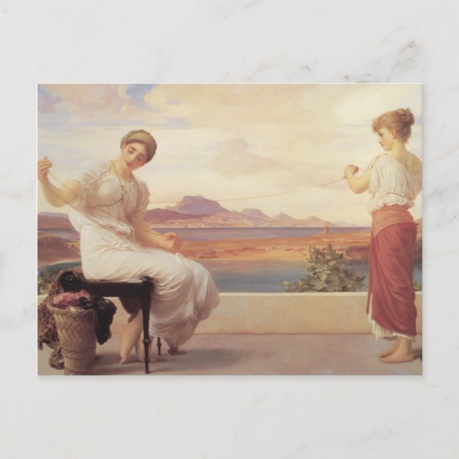 Cartão Postal Enrolando o Skein - senhor Frederick Leighton (Frente)