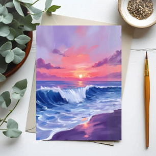 Cartão Postal Enseada de Algodão Doce   Pintura em Aquarela de O