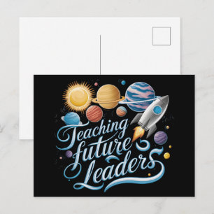 Cartão Postal Ensinando Futuros Líderes Professor Planeta Espaci