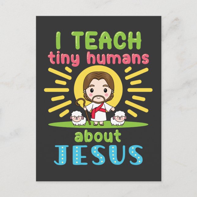 Cartão Postal Ensino Humanos Pequenos Sobre Jesus Professora Cri (Frente)