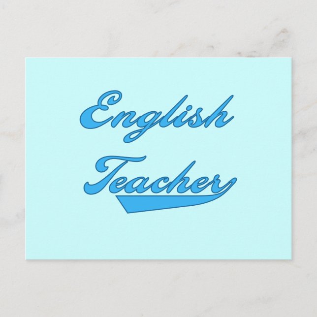 Cartão Postal Ensino Inglês, Camisas de Texto Azuis e Presentes (Frente)