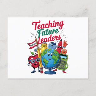 Cartão Postal Ensino Retro Líderes Futuros Professor Escola